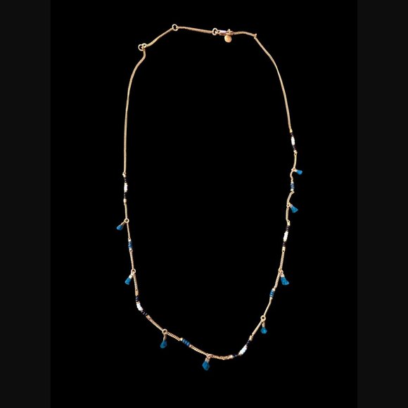 Madewell Gold Tone Seed Bead Fringe Small Tassel Dainty 28" Long Necklace - Picture 2 of 11